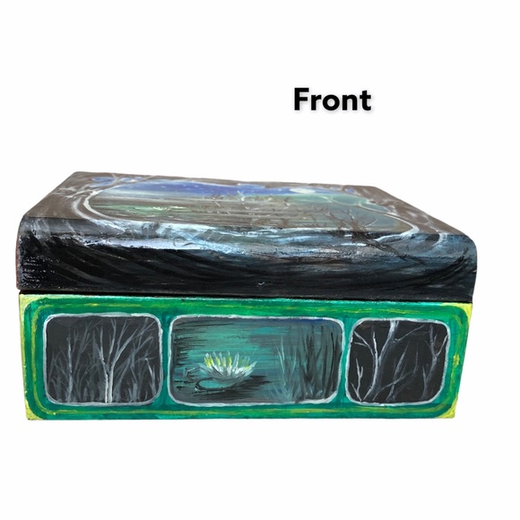 Painted Keepsake Jewelry trinket Box wooden hand painted magical woods Forest - Picture 2 of 6